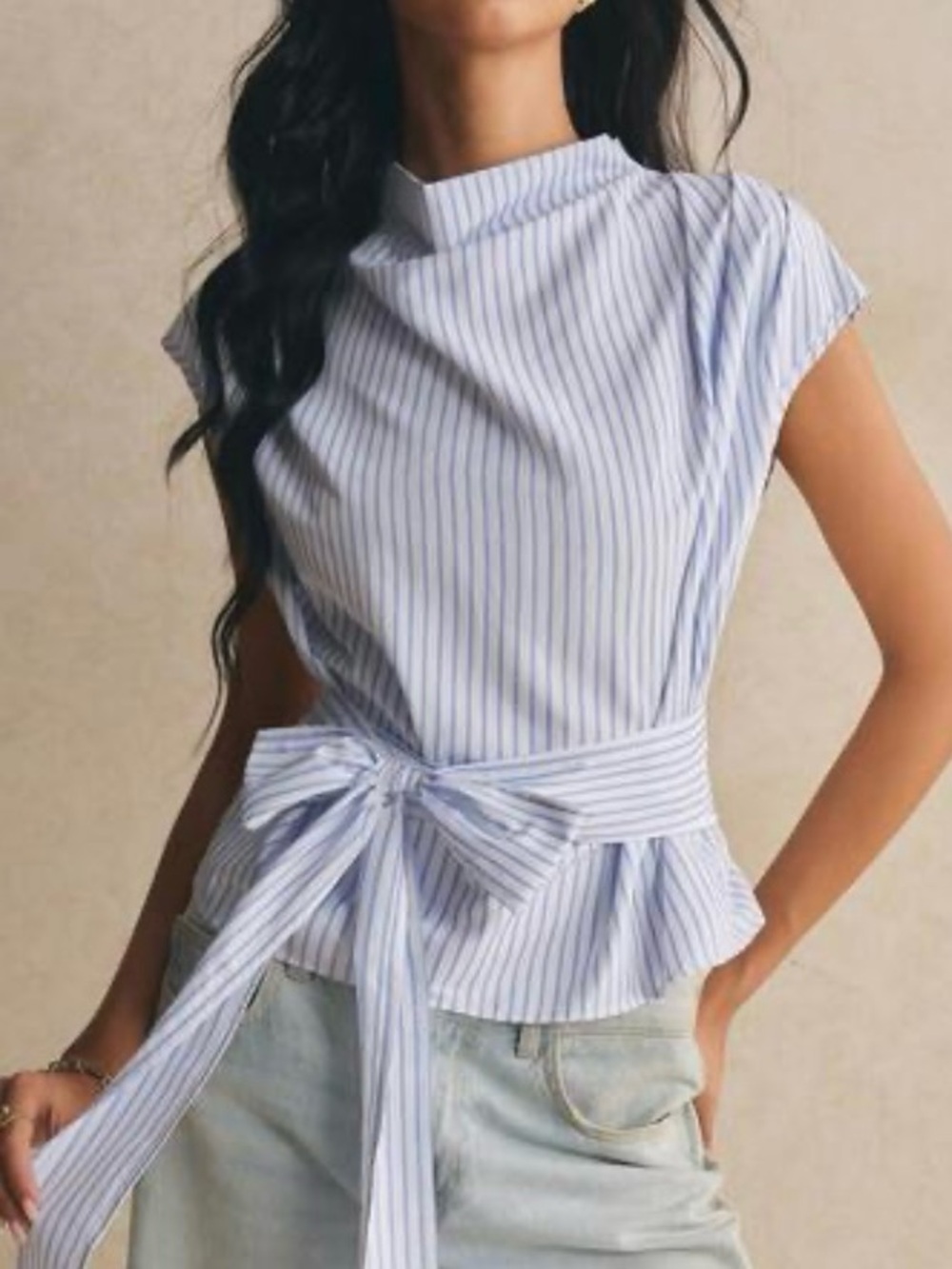 Zara Metallic Thread Striped Top.